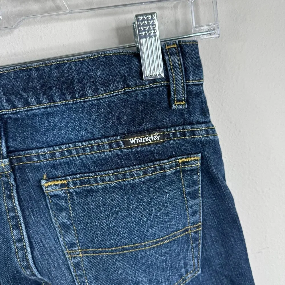 Wrangler Boys Jeans Size 10R Medium Wash Riding‎ Horses Cowboy Adjustable Waist